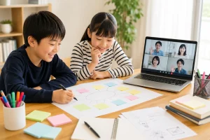CEOキッズ無料体験会でアイデアを考える子どもたち