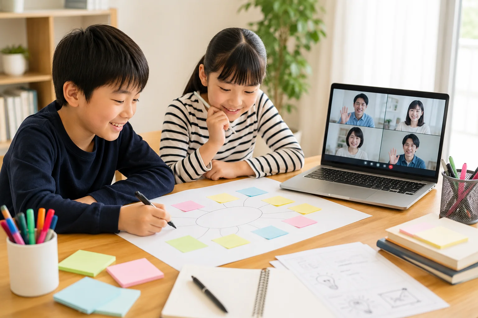 CEOキッズ無料体験会でアイデアを考える子どもたち